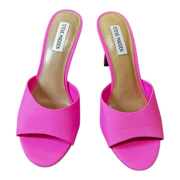 Steve Madden Shoes - Steve Madden Erin Neon Pink Heeled Mule Sandals Vibrant Size 7.5
